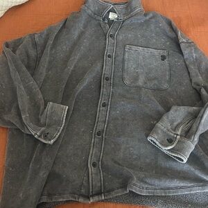 PINK black acid wash botton up crewneck XXL, never worn without tag!